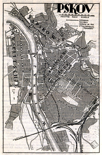 Немецкий план Пскова%German plan of Pskov
Немецкий план Пскова из Энциклопедического словаря 1925 года. Pskov. Обозначения на немецком языке.
Ключевые слова: Псков,немецкие карты