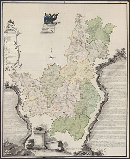 Карта Тамбовского наместничества 1:336К % Map of Tambov region
Геометрическая карта Тамбовского наместничества. 124x152 cм. Масштаб 8 верст в дюйме.Карта сочинена в 1791 году в Тамбовской межевой конторе. Над картой работали: помощник землемера Иван Чернов и директор чертежной, поручик Лаврентий Корпылев.  По полям даны описания городов и рек Тамбовского наместничества. 
Ключевые слова: Тамбов