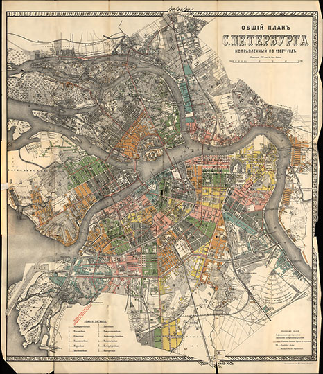 План С. Петербурга издания Суворина 1:19К % Plan of S. Petersburg by Suvorin
Общий план С. Петербурга исправленный по 1903 год. Приложение к Адресной Справочной книге издания А.С. Суворина "Весь Петербург" . Масштаб: 230 саженей в дюйме. 61х67 см.  Картографическое заведение А. Ильина. 
Ключевые слова: Санкт-Петербург,товарищество Суворина,издательство Ильина,весь Петербург