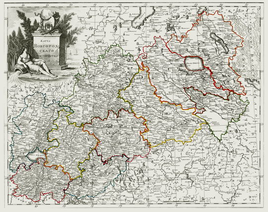 Атлас России - Новгородское наместничество % Atlas of Russia - Novgorod region
Карта Новгородского наместничества. Российской атлас из сорока четырех карт состоящий и на сорок два наместничества Империю разделяющий Соч. А. Вильбрехт; грав. Алексей Савинков, И. Леонов; вырез. Т. Михайлов Санкт-Петербург: Географический департамент Кабинета Е.И.В., 1792 г.
Ключевые слова: Новгород,атлас 1792,атласы,Ильмень