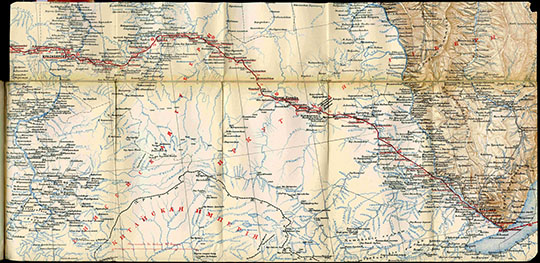 От Иркутска до Красноярска  1:1.7M% From Irkutsk to Krasnoyarsk
От Иркутска до Красноярска. Из кн. От Владивостока до Уральска. Карты к путешествию Его Императорского Величества Государя Наследника Цесаревича. Издание Центрального Статистического Комитета МВД. С. Петербург.  1891г. Лист 05. От Иркутска до Красноярска. Масштаб - 40 верст в дюйме.
Ключевые слова: Иркутск,Красноярск,Сибирь,путешествие Цесаревича