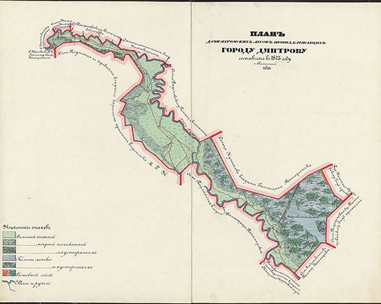 План дачи Яхромских лугов  1:21K% Plan of Yakhroma meadows
План дачи Яхромских лугов принадлежащих городу Дмитрову. Составлен в 1873 году. Масштаб 1:21000. Из кн.: Планы на уездные города и посады Московской губернии. Составил Надворный советник Тодт. 
Ключевые слова: Подмосковье,Дмитров