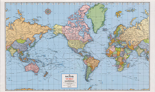 Карта мира в проекции Меркатора 1:20М %Rand McNally World map on Mercator projection
Карта мира в проекции Меркатора от компании Rand McNally. 78 х 123 см. Масштаб на Экваторе - 1:20,000,000. Rand McNally Cosmopolitan Series - World on Mercator projection. 1987.
 
Ключевые слова: карты мира,американские карты