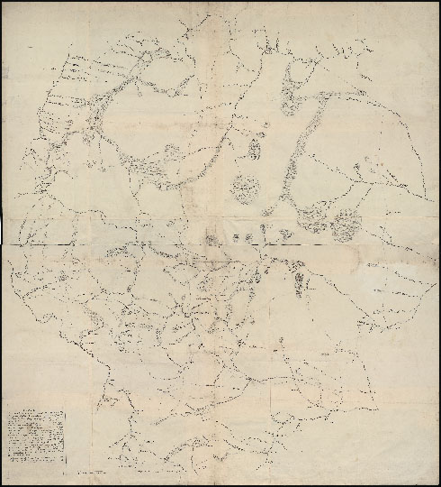 Карта окрестностей Екатеринбурга %Map of Ekatrinburg vicinity
Карта окрестностей Екатеринбурга. Составлена поручиком П. Павлуцким в 1750-е годы. 114x128 см.  Масштаб в 1 дюйме 5 верст. 
Ключевые слова: Екатеринбург