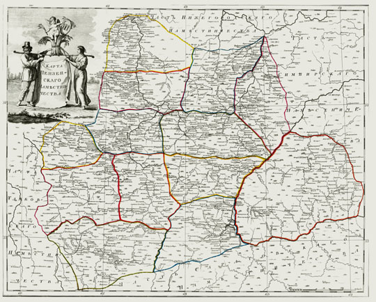 Атлас России - Пензенское наместничество % Atlas of Russia - Penza region
Карта Иркутского наместничества. Российской атлас из сорока четырех карт состоящий и на сорок два наместничества Империю разделяющий Соч. А. Вильбрехт; грав. Алексей Савинков, И. Леонов; вырез. Т. Михайлов Санкт-Петербург: Географический департамент Кабинета Е.И.В., 1792 г.
Ключевые слова: Пенза,атлас 1792,атласы