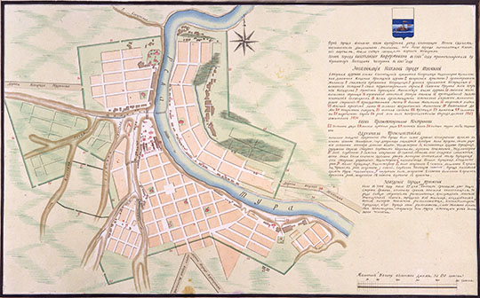 План города Тюмени 1:11К % Plan of Tyumen
План города Тюмени высочайше конфирмованный в 1766 году. Проектировал губернатор, господин Чичерин в 1765 году.  Масштаб 130 саженей в дюйме.
Ключевые слова: Тюмень