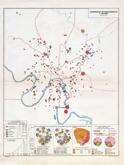 Размещение промышленности г. Москвы%Moscow industry map
Размещение промышленности г. Москвы. Из кн.: Атлас Московской области, стр. 54-55. Ред.коллегия: С.Е. Губерман и др. М., Мособлисполком, 1933. 5-й литогр. "Мособлполиграф". 51x39 см, 1:50000
