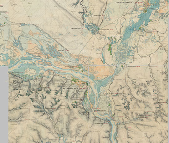 Карта Менде - Екатеринослав  1:8K % Map of Ekaterinoslav by Mende
Двухверстная топографическая межевая карта Екатеринослава и окрестностей. Съемка под руководством А.И. Менде.
Ключевые слова: Днепропетровск,Екатеринослав,карты Менде