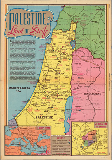 Палестина, земля раздоров %Palestine, Land of Strife
Палестина, земля раздоров. Страница из газеты Sunday News. 16 декабря 1945 года. 55 х 38 см. Palestine, Land of Strife. December 16, 1945. Loose page from Sunday News
Ключевые слова: Израиль,Палестина,американские карты