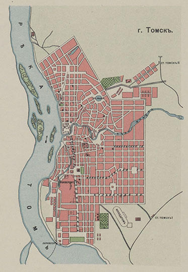 План г. Томск % Plan of Tomsk
План г. Томск. Из кн.: Азиатская Россия. [В 3 т.; Атлас]. Т. 1-2, Атлас. СПб.: Тип. Т-ва А.Ф. Маркс, 1914. Формат книги 53 х 40 см.
Ключевые слова: Томск,атласы,атлас Азиатской России