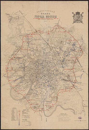 Нивелирный план города Москвы с проектом МОЖД 1:21К % Plam of Moscow with MOZHD projct
Нивелирный план города Москвы с показанием проекта Окружной ж. д. 1898 года. Масштаб - 250 сажен в дюйме. / сост. по плану 1888 г. в м-бе 1:8 400 и дополнен данными последнего времени под рук. меж. инж. Трофимова. - Москва : Мос. гор. Дума ; Санкт-Петербург : Картогр. завед. Ильина, 1898. - 1 л. : цв.; 90x68 см. 
Ключевые слова: издательство Ильина,нивелирный план