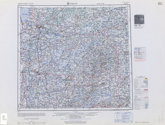 Американская карта окрестностей Пскова%American map of Pskov region
Американская карта окрестностей Пскова. Prepared by the Army Map Service (AMNU-WAY), Corps of Engineers, U.S. Army, Washington, D.C. Eastern Europe. Edition 3-AMS. Pskov, U.S.S.R. Compiled in 1953 from U.S.S.R., 1:100,000, General Staff of the Red Army, 1941. No 35-9. N501. Scale 1:250,000. Географическая координатная сетка.
Ключевые слова: Псков,американские карты