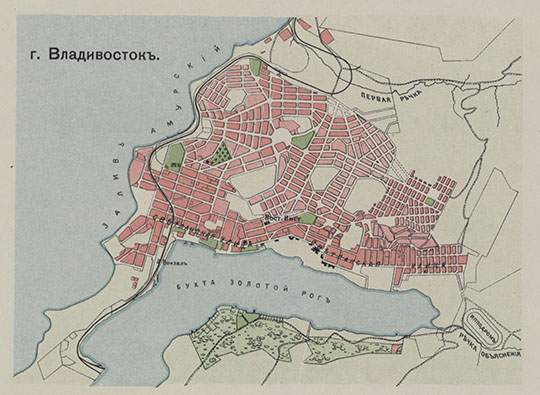 План г. Владивосток % Plan of Vladivostok
План г. Владивосток. Из кн.: Азиатская Россия. [В 3 т.; Атлас]. Т. 1-2, Атлас. СПб.: Тип. Т-ва А.Ф. Маркс, 1914. Формат книги 53 х 40 см.
Ключевые слова: Владивосток,атласы,атлас Азиатской России