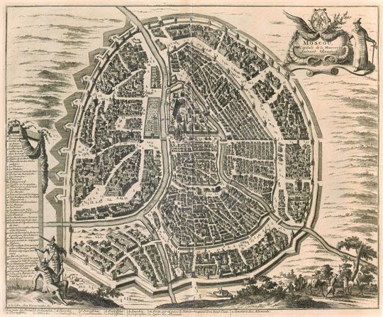 План Олеария v.2%Oleary Plan v.2
Одна из копий плана Олеария, впервые опубликованного в книге "Moscva. Des grossen Zaars Residentz Stadt in Russlandt"  / Сост. A. Olearius. - [Schleszwig, 1656].
Ключевые слова: план Олеария