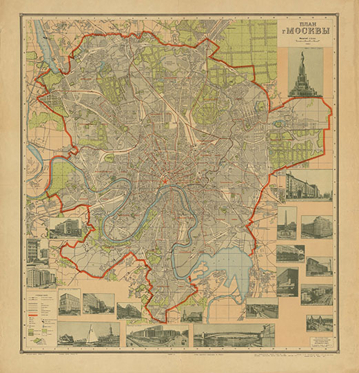 План г. Москвы  1:35K %Map of Moscow
План Москвы  / Сост. Геодез. конторой отд. гор. земель Московского Совета; Отв. ред. Алферова Н. В. - 1:35000. - М.: Геодез. контора отд. гор. земель Моссовета, 1939 (2-я картогр. ф-ка ГУГК при СНК СССР). - 1 к.: цв., 1 доп. карта, ил., фото; 84x80 см + Указ. (80 с. (ок. 4000 назв.); 17x12 см). Доп. карта: Схема городского транспорта Москвы (на обороте листа - карта 06193910).
Ключевые слова: карты с иллюстрациями