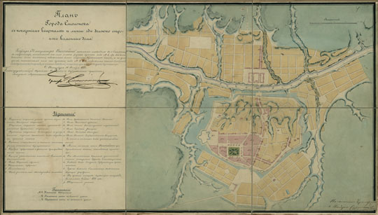 План Смоленска  1:25K% Map of Smolensk
План города Смоленска с показанием кварталов и линий, где должно строить каменные дома : 1851 г. Масштаб: в одном английском дюйме 300 саженей. Из сб.: Смоленская губерния. Планы гор. Смоленска. План проектного расположения гор. Смоленска. 1817 г., 1845 г., 1851 г., 1857 г., 1882 г. [Дело]. - 1817-1882. - 9 листов. - (Фонд Техническо-строительного комитета МВД. Опись № 167. Смоленская губ.).  РГИА. Ф. 1293. Оп. 167. Д. 1. ПБ - 93357.
Ключевые слова: Смоленск