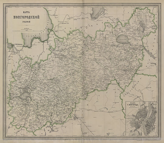 Новгородская губерния в Атласе Ильина  1:1.1M% Novgorodskaya Gubernia by Ilyin
Карта Новгородской губернии. Масштаб 1:1,050,000. На врезке - план г. Новгорода. В кн.:  Подробный атлас Российской империи с планами главных городов. Издание картографического заведения А. Ильина. СПб, 1871, 6 с., 70 л. карт.
Ключевые слова: Новгород,атласы,издательство Ильина,атлас 1871