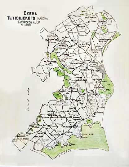 Тетюшский район Татарстана %Tetyushi region of Tatarstan
Тетюшинский район Татарстана. Масштаб 1:100,000.
Ключевые слова: Татарстан