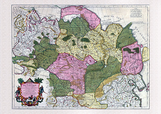 Карта Великой Тартарии 1:11М %Carte de Tartarie
Карта Великой Тартарии. Основана на отчетах нескольких путешественников из разных стран и нескольких наблюдениях, сделанных в этой стране. Составлена Гийомом Делилем в Королевской Академии Наук, Амстердам, 1706. Масштаб - около 1:11,000,000. 47 x 61 см.  Carte de Tartarie : dressee sur les Relations de plusieurs Voyageurs de differentes Nations et sur quelques Observations qui ont ete faites dans ce pais la / par Guillaume Del Isle de l Academie Royale des Sciences A Amsterdam Chez I. Covens et C. Mortier Avec Privilege.
Ключевые слова: Тартария,Московия