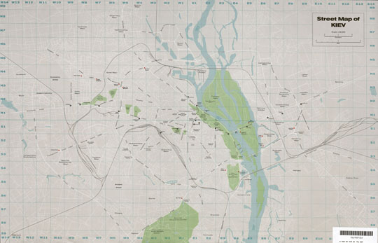 Карта Киева издания ЦРУ  1:35K% CIA map of Kiev
Карта Киева издания ЦРУ. Street Map of Kiev. CIA, 1978. Масштаб 1:35,000. Условная координатная сетка. В приложениии - перечень улиц центральной части Киева.
Ключевые слова: Киев,карты ЦРУ,американские карты