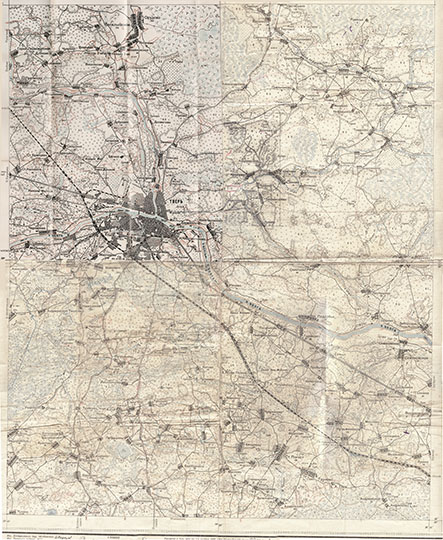 Карта Твери и окрестностей 1:50К%Map of Tver and vicinities
Карта Твери и окрестностей. Сборная карта, составленная из 2-х листов Топографических карт РККА. Масштаб - 1:50000, 500м в 1см. Издание 1925 года. 
Ключевые слова: Тверь,карты РККА