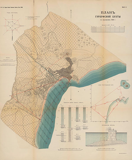 План Гурзуфской бухты 1:4200 % Plan of Gurzuf bay
План Гурзуфской бухты по изысканиям 1899 г. Масштаб - 50 сажен в дюйме. Из сб.: Результаты изысканий, произведенных на Крымском побережье Черного моря. Атлас чертежей. 1911 год.
Ключевые слова: Крым,Ялта