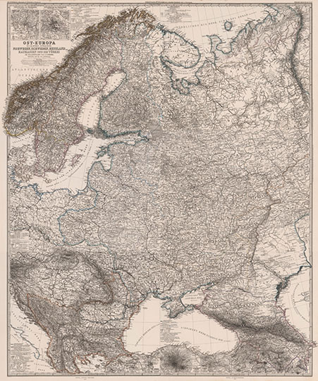 Карта Европейской России из Атласа Штилера  1:3.7M% European Russia in Stielers Atlas
Карта Европейской части России из Атласа Штилера 1867 года издания. Stielers Hand-Atlas Europa, Bl. 2: Nordost-Russland. Ost-Europa in 6 Blattern, enthaltend. Norwegen, Schweeden, Russland, Kaukasien und Die Turkei im maassstabe von 1:3,700,000. Von A. Petermann. Gotha:Justus Perthes, 1867.
Ключевые слова: атласы,атласы Штилера,немецкие карты,Европейская Россия