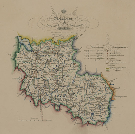 Карта Псковской губернии 1:420К %Map of Pskov gubernia
Карта Псковской губернии. 1838г. Масштаб - 10 верст в дюйме. Издана Псковским губернским землемером Ильей Степановичем Ивановым.
Ключевые слова: Псков