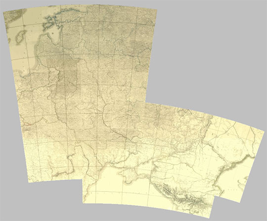 Подробная карта Российской империи 1:840К % Detailed map of Russian Empire
Подробная карта Российской империи и близлежащих заграничных владений, подготовленная Собственным Его Императорского Величества Депо карт. Масштаб - 20 вёрст в 1 дюйме. Издание 1816 года. Карту часто называют столистовой.
Ключевые слова: Российская империя,Европейская Россия,столистовая карта