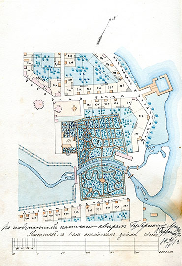 План центра Петрозаводска 1:4200 % Plan of Petrozavodsk center
Генеральный план Соборной площади и Общественного сада города Петрозаводска, 1912 год. Масштаб - 50 сажен в дюйме.
Ключевые слова: Петрозаводск