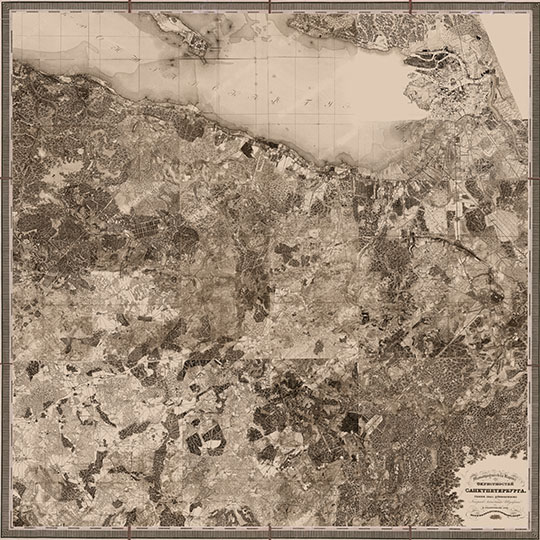 Топографическая карта окрестностей С. Петербурга 1:42К %St. Petersburg and vicinity by Schubert
Топографическая карта окрестностей Санкт-Петербурга. Снята под руководством Генерал-Лейтенанта Шуберта и гравирована при Военно-топографическом депо. 1831 год. Масштаб - 1 верста в дюйме.
Ключевые слова: Санкт-Петербург,карты Шуберта,Военно-топографическое депо
