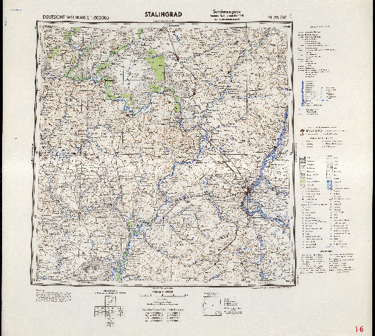 Немецкая карта окрестностей Сталинграда 1:500К %Deutsche Weltkarte 1:500000. Stalingrad
Немецкая карта окрестностей Сталинграда. Deutsche Weltkarte 1:500000. Stalingrad. Sonderusgabe. Ausgabe Nr.1, Stand 1929-1940. M-38-SW. 
Ключевые слова: Волгоград,Сталинград,немецкие карты