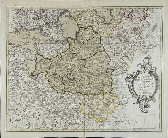 Южная часть Новгородской губернии  1:420K% South part of Novgorod gubernia
Южная часть Новгородской губернии, а также части Санкт-Петербургской, Ревельской, Рижской, Псковской, Московской губерний. Шмидт, Я. Ф. Издание 1772 года. Масштаб 10 верст в дюйме. Tabula geographica partis Meridionalis gubernii Novogorodensis in suas provincias et Circulos divisi [Карты] / auctore J. F. Schmidio. - Spb., 1772. - 1 л.: цв.; 77x55 см.
Ключевые слова: Новгород,Псков,Санкт-Петербург,Тверь