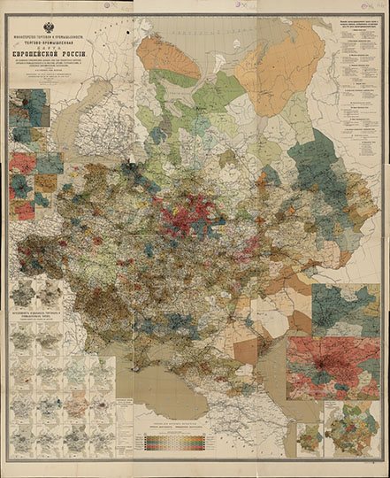 Торгово-промышленная карта Европейской России % Trade map of European Russia
Торгово-промышленная карта Европейской России  / сост. на основании стат. данных 1900 г. относительно оборотов торговли и пром-сти и по многим другим геогр. и стат.-экон. источникам В. П. Семенов-Тян-Шанский. - Санкт-Петербург : Ильин, 1900. - 1 к. (9 л.) : цв. Сетки геогр. и усл. координат. Долгота от Гринвича. Прил. к труду "Торговля и промышленность Европейской России по районам в 1900 году". Масштаб - 40 верст в дюйме.
Ключевые слова: Европейская Россия,издательство Ильина