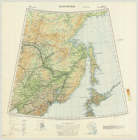 Маньчжурия и Дальний Восток СССР  1:4M% Manchuria
Маньчжурия и Дальний Восток СССР. Масштаб 1:4,000,000. 71 х 70 см. Английская карта. Manchuria: Asia. GSGS (Series) ; 2957. Third edition. Published at the War Office, 1921. 3rd edition 1939. Compiled and drawn at W.O., heliographed at O.S. 1940.
Ключевые слова: Дальний Восток,Сахалин,английские карты