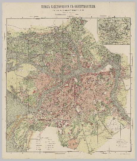 План С.-Петербурга с окрестностями изд. Попова 1:19К %Plan of St. Petersburg by Popov
План С.-Петербурга с окрестностями. Приложение к Путеводителю издания М.В. Попова. Формат 65x76 см. Картографическое заведение А. Ильина. Масштаб - 230 саженей в дюйме. 1910-е годы.
Ключевые слова: Санкт-Петербург,издательство Ильина