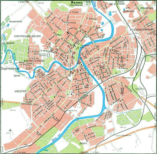 План Орла%Map of Orel
Схематический план центральной части города Орла. Издание 1985 года.
Ключевые слова: Орёл