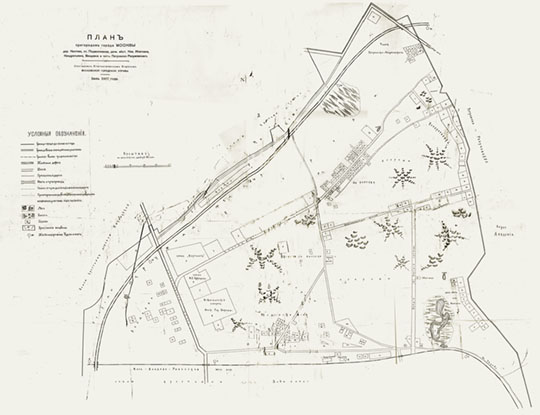 План пригородов Москвы  - Коптево 1:4.2К % Plan of Moscow vicinity - Koptevo
План пригородов города Москвы. Дер. Коптево, ст. Подмосковная, дачн. местн. Нов. Ипатовка, Кондратьевка, Виндавка и часть Петровско-Разумовского. Составлен Статистическим отделом Московской Городской Управы. Июль 1917 года. Масштаб - 50 сажен в дюйме.
Ключевые слова: Петровско-Разумовское