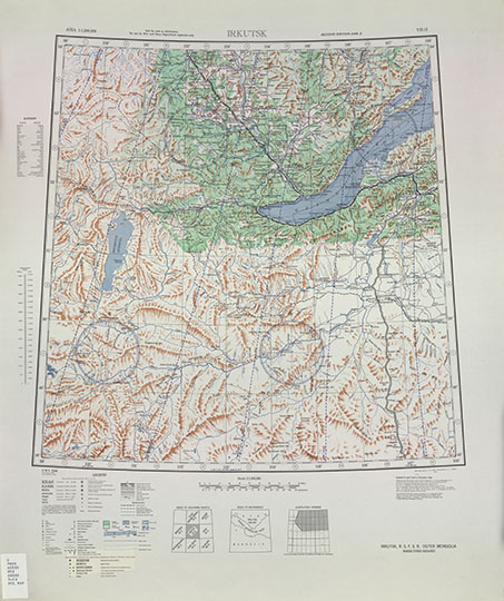 Американская карта Восточной Сибири 1:500К %Eastern Siberia. Series 5304
Американская карта Восточной Сибири. Сборная карта, склеенная из листов серии 5304. Asia 1:500,000. Series 5304, U.S. Army Map Service. Washington, 1943.
Ключевые слова: Сибирь,Байкал,Якутск,американские карты