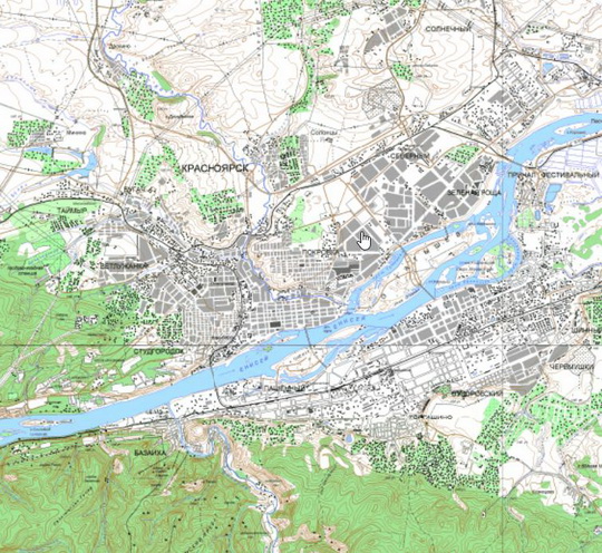 Красноярск и окрестности %Krasnoyarsk and vicinity
Красноярск и окрестности. Карта Госгеоцентра. Масштаб 1:25,000
Ключевые слова: Красноярск,карты ГГЦ