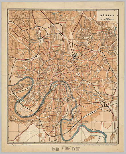 План Москвы с обозначениями на немецком языке 1:30К %Plan of Moscow in German
План Москвы с обозначениями на немецком языке. Масштаб - 300м в 1 см. Moskau / ред. Вальтер. — Москва : МИИГАиК, [1937]. — 1 л. : : цв.
