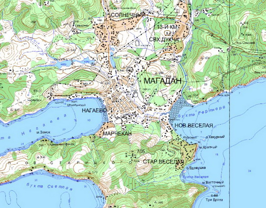 Магадан и окрестности %Magadan and vicinity
Магадан и окрестности. Карта Госгеоцентра. Масштаб 1:25,000
Ключевые слова: Магадан,карты ГГЦ