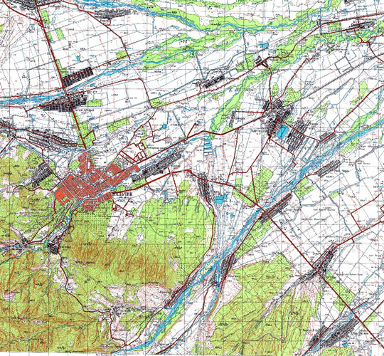 Нальчик и окрестности 1:100K % Map of Nalchik and vicinity
Карта окрестностей Нальчика. Издание 1983 года.  Масштаб 1:100,000.
Ключевые слова: Нальчик,Кабардино-Балкария,топографические карты