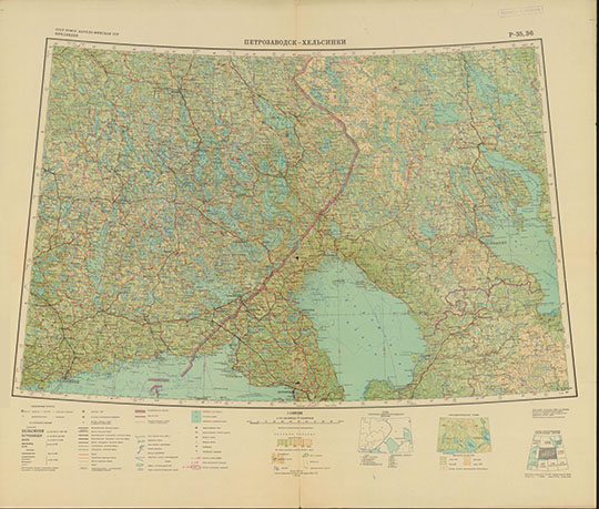 Топографическая карта - Петрозаводск, Ленинград 1:1М %Petrozavodsk, Leningrad
Топографическая карта окрестностей Петрозаводска и Ленинграда. Лист P-35,36. Масштаб 1:1,000,000. Главное управление геодезии и картографии СССР. Издание 1955 года.
Ключевые слова: Петрозаводск,Ленинград,карты ГУГК СССР