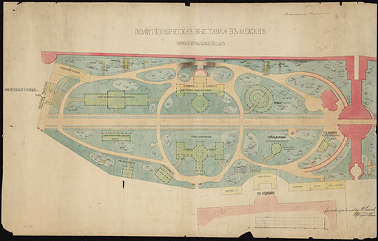 Политехническая выставка в Москве 1:420 % Polytechnical exhibition in Moscow
Политехническая выставка в Москве. Масштаб - 5 сажен в дюйме / [Подписал] архит. выставки Д. Чичагов. - Москва, 1871. - 1 к. (1 л.) : цв., рукопис.; 61×96 см.KGR Ко 111/V-10; 
