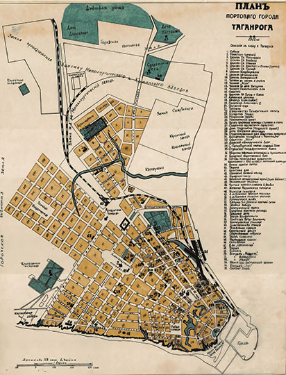 План портового города Таганрога 1:13К % Plan of Taganrog
План портового города Таганрога. 1915г. Масштаб 158 саженей в дюйме. Современное переиздание.
Ключевые слова: Таганрог