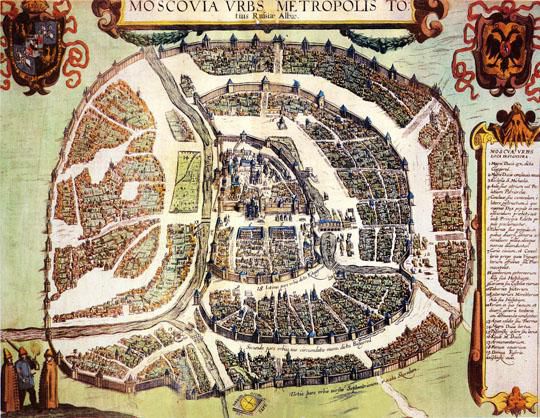 Сигизмундов план v.1%Sigizmundov plan v.1
Moscovia urbs metropolis totius Russiae Albae  / Inven I.G.P.A., coel L. Kilian. - S.l., 1618. - 1 к.: указ. (20 назв.); 460х346 мм. План изображает Москву в пределах современного Садового кольца, ориентирован на запад, красочно орнаментирован. В верхних углах листа помещены гербы Сигизмунда III и Москвы, в правом нижнем углу - посвящение Сигизмунду III. По левому полю дано краткое описание Москвы, по правому - указатель зданий. Внизу по центру листа помещена компасная роза.
Ключевые слова: Сигизмундов план