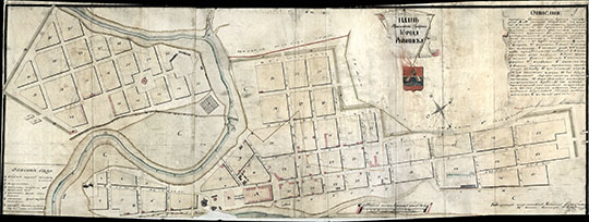 План Ярославской губернии города Рыбинска 1:3360 % Plan of Rybinsk
План Ярославской губернии города Рыбинска. 1815г. Масштаб - 40 сажен в дюйме.
Ключевые слова: Рыбинск