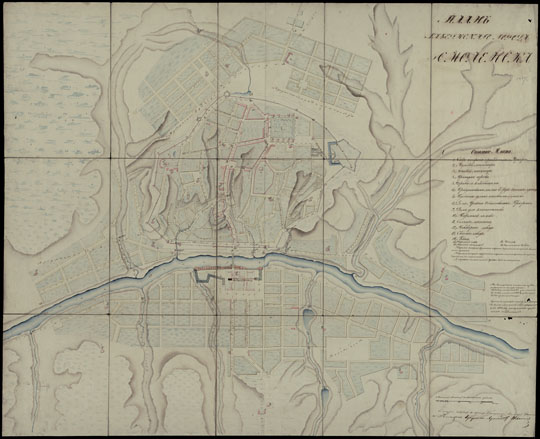 План губернского города Смоленска  1:4K% Map of Smolensk
План губернского города Смоленска : 1847 г. Масштаб: в одном английском дюйме 50 саженей. Смоленская губерния. План города Смоленска [Дело] : 1848 г. - 1848. - 2 листа. - (Фонд Техническо-строительного комитета МВД. Опись № 168. Смоленская губ.). РГИА. Ф. 1293. Оп. 168. Д. 5. Источник: ПБ - 93464.
Ключевые слова: Смоленск