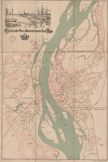 План города Риги % Plan of Riga
План города Риги. Orientirender Plan der Gouvernements-Stadt Riga. A.M. Lipshitz Balt. Chromolith., Riga. 1884г.
Ключевые слова: Рига